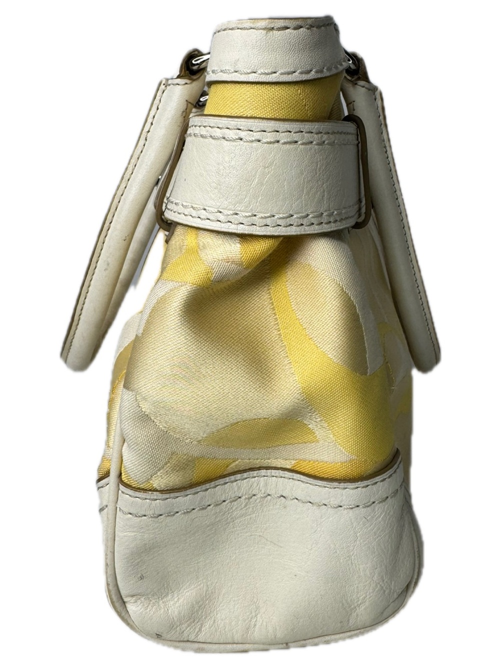 Coach Hampton Optic C Signature Stripe Yellow White Double Handle Shoulder Bag - Picture 5 of 15